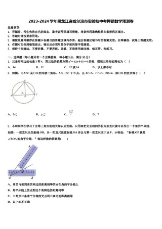 2023-2024学年黑龙江省哈尔滨市实验校中考押题数学预测卷含解析.doc