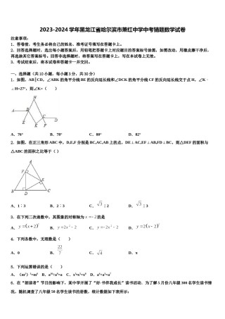 2023-2024学年黑龙江省哈尔滨市萧红中学中考猜题数学试卷含解析.doc