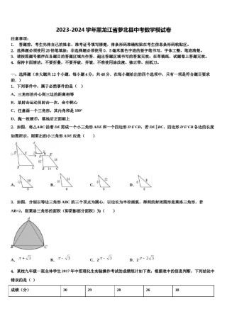 2023-2024学年黑龙江省萝北县中考数学模试卷含解析.doc
