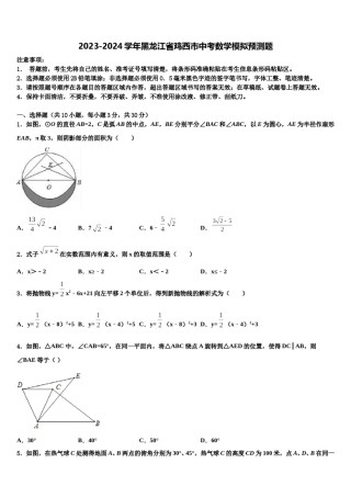 2023-2024学年黑龙江省鸡西市中考数学模拟预测题含解析.doc