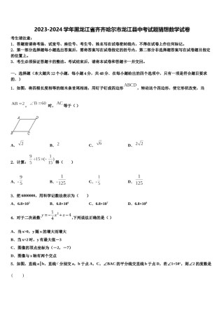 2023-2024学年黑龙江省齐齐哈尔市龙江县中考试题猜想数学试卷含解析.doc