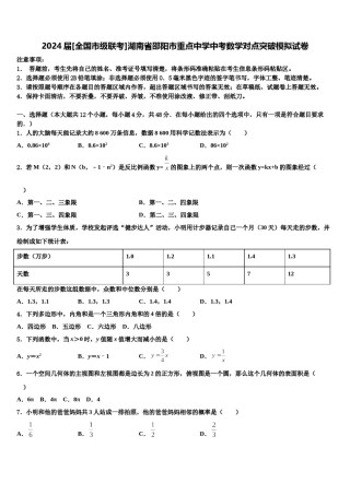 2024届[全国市级联考]湖南省邵阳市重点中学中考数学对点突破模拟试卷含解析.doc