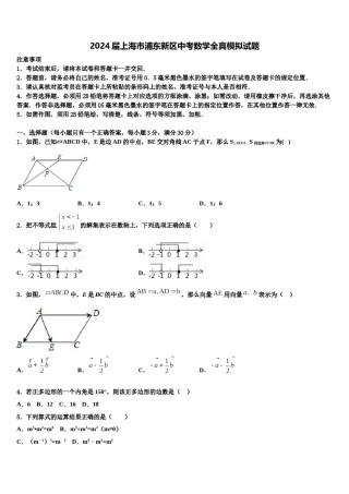 2024届上海市浦东新区中考数学全真模拟试题含解析.doc