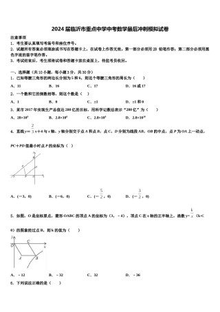 2024届临沂市重点中学中考数学最后冲刺模拟试卷含解析.doc