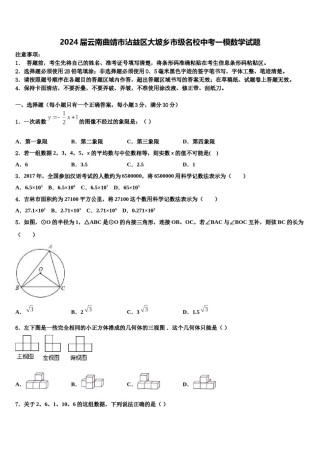 2024届云南曲靖市沾益区大坡乡市级名校中考一模数学试题含解析.doc