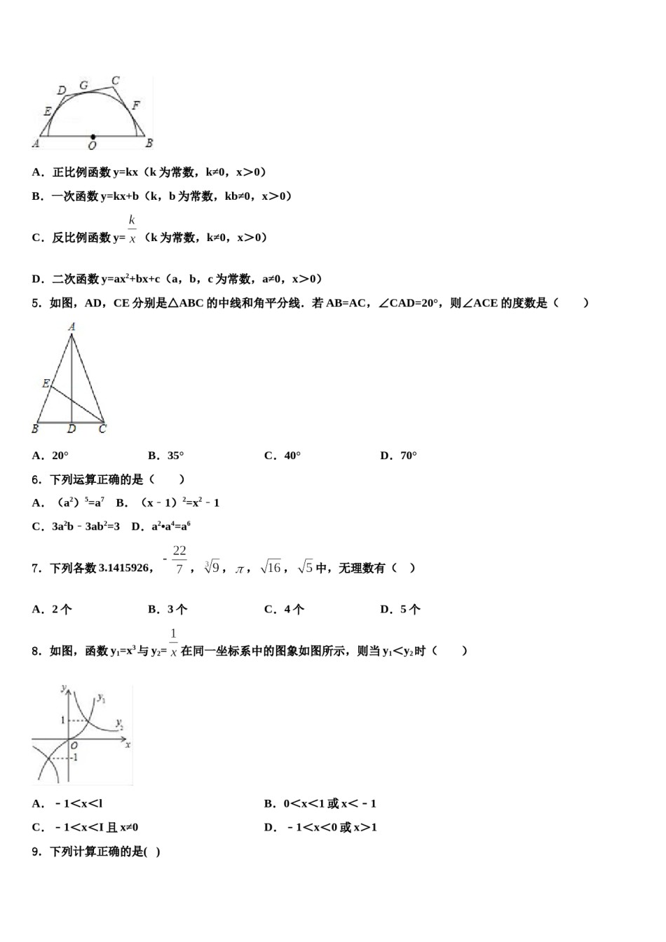 2024届云南省丽江市中考五模数学试题含解析.doc_第2页