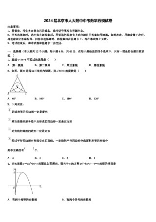2024届北京市人大附中中考数学五模试卷含解析.doc