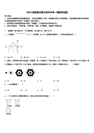 2024届南昌市南大附中中考一模数学试题含解析.doc