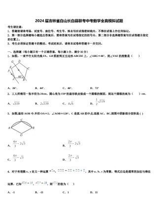 2024届吉林省白山长白县联考中考数学全真模拟试题含解析.doc