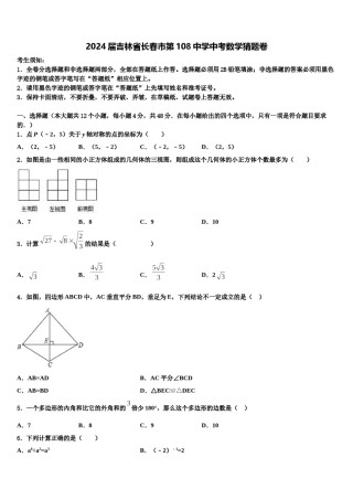 2024届吉林省长春市第108中学中考数学猜题卷含解析.doc