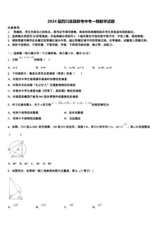 2024届四川渠县联考中考一模数学试题含解析.doc