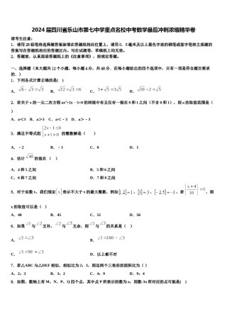 2024届四川省乐山市第七中学重点名校中考数学最后冲刺浓缩精华卷含解析.doc
