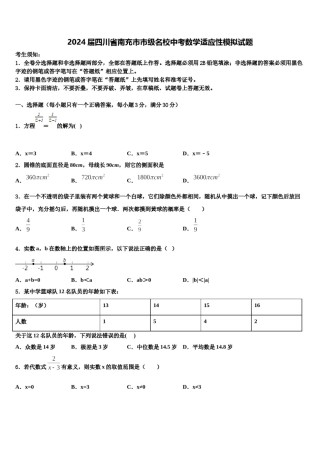 2024届四川省南充市市级名校中考数学适应性模拟试题含解析.doc
