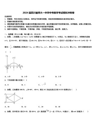 2024届四川省师大一中学中考数学考试模拟冲刺卷含解析.doc