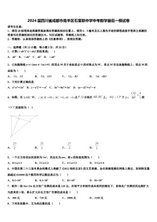 2024届四川省成都市青羊区石室联中学中考数学最后一模试卷含解析.doc