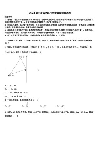 2024届四川省西昌市中考数学押题试卷含解析.doc