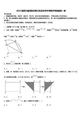 2024届四川省资阳市雁江区迎丰祥中考数学考前最后一卷含解析.doc
