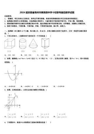 2024届安徽省亳州市黉高级中学十校联考最后数学试题含解析.doc