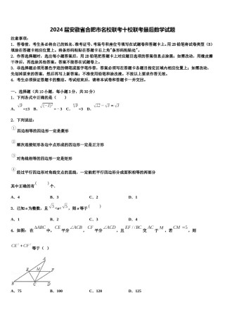 2024届安徽省合肥市名校联考十校联考最后数学试题含解析.doc