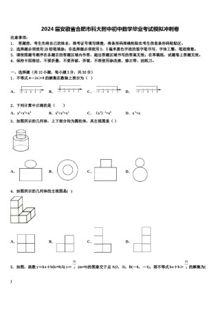 2024届安徽省合肥市科大附中初中数学毕业考试模拟冲刺卷含解析.doc