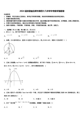 2024届安徽省合肥市第四十八中学中考数学猜题卷含解析.doc