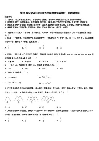 2024届安徽省合肥市重点中学中考考前最后一卷数学试卷含解析.doc