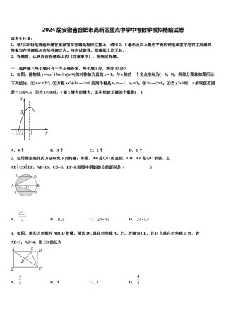 2024届安徽省合肥市高新区重点中学中考数学模拟精编试卷含解析.doc