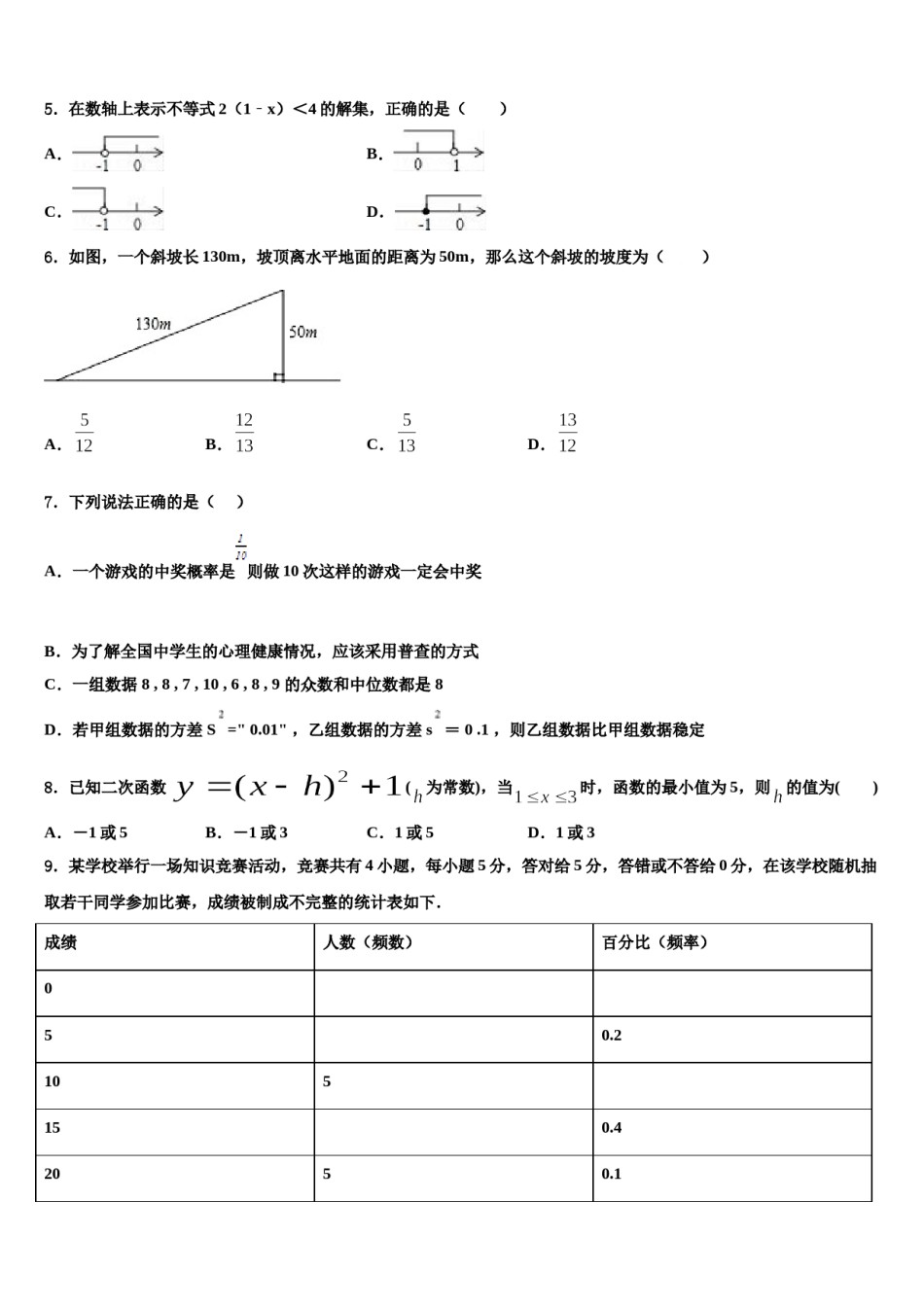 2024届安徽省合肥庐江县联考中考数学全真模拟试卷含解析.doc_第2页