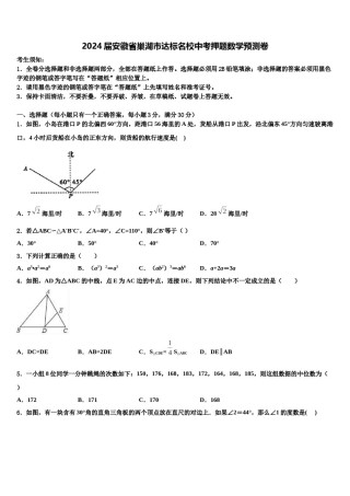 2024届安徽省巢湖市达标名校中考押题数学预测卷含解析.doc