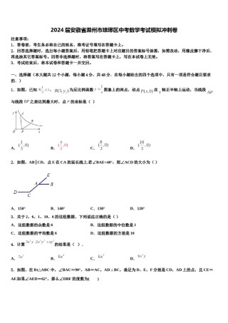 2024届安徽省滁州市琅琊区中考数学考试模拟冲刺卷含解析.doc