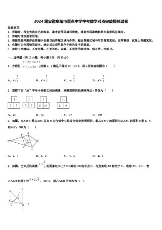 2024届安徽阜阳市重点中学中考数学对点突破模拟试卷含解析.doc