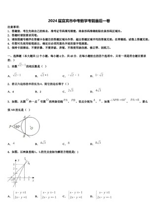 2024届宜宾市中考数学考前最后一卷含解析.doc
