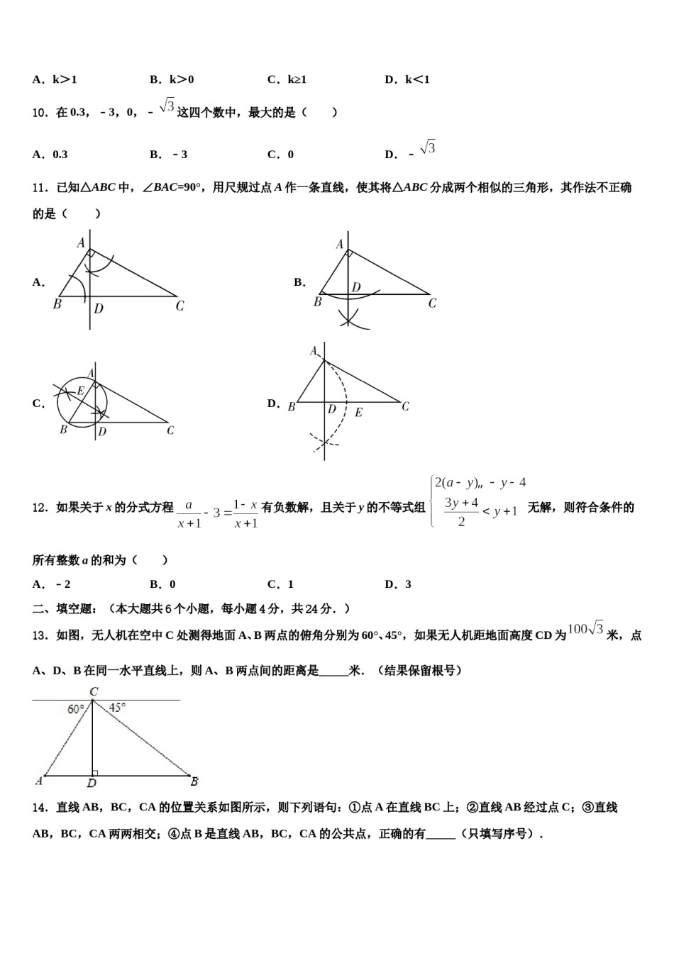 2024届山东德州市武城县重点名校中考数学最后冲刺模拟试卷含解析.doc_第3页