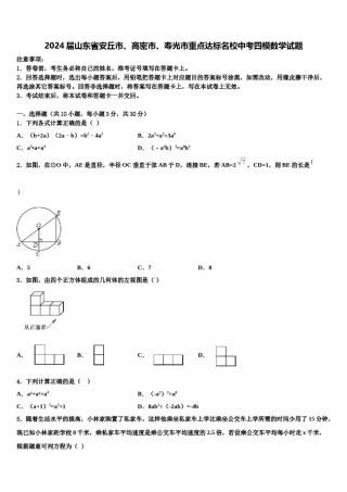 2024届山东省安丘市、高密市、寿光市重点达标名校中考四模数学试题含解析.doc