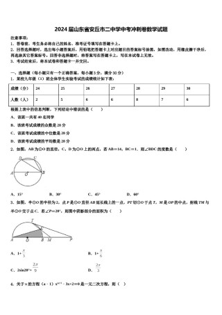 2024届山东省安丘市二中学中考冲刺卷数学试题含解析.doc