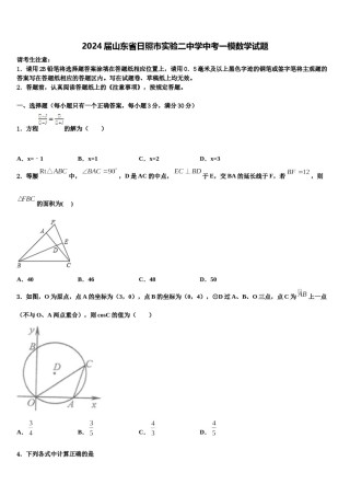 2024届山东省日照市实验二中学中考一模数学试题含解析.doc