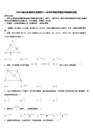 2024届山东省枣庄市第四十一中学中考数学最后冲刺模拟试卷含解析.doc