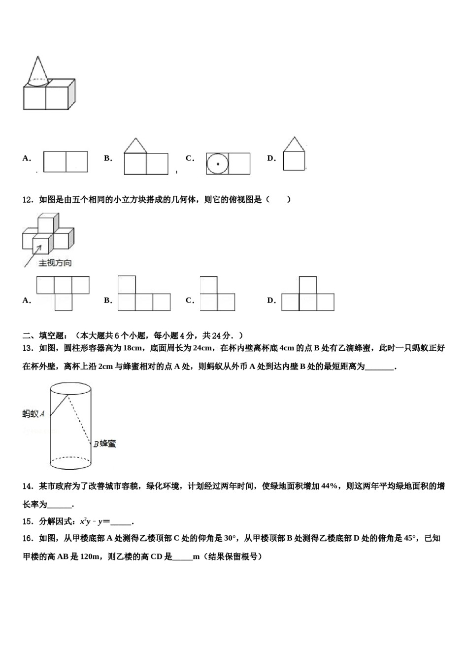 2024届山东省泰安市名校中考适应性考试数学试题含解析.doc_第3页
