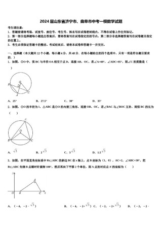 2024届山东省济宁市、曲阜市中考一模数学试题含解析.doc
