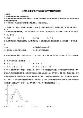2024届山东省济宁市兖州市中考数学模试卷含解析.doc
