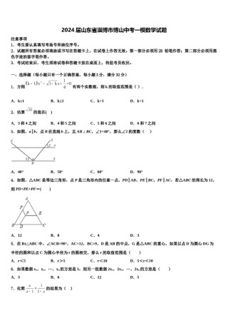 2024届山东省淄博市博山中考一模数学试题含解析.doc