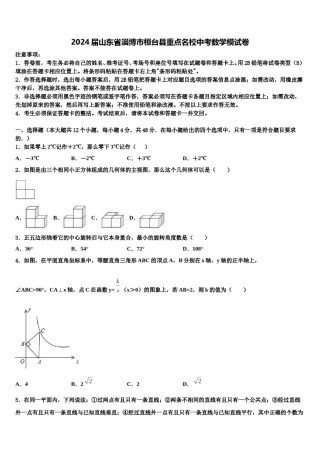 2024届山东省淄博市桓台县重点名校中考数学模试卷含解析.doc