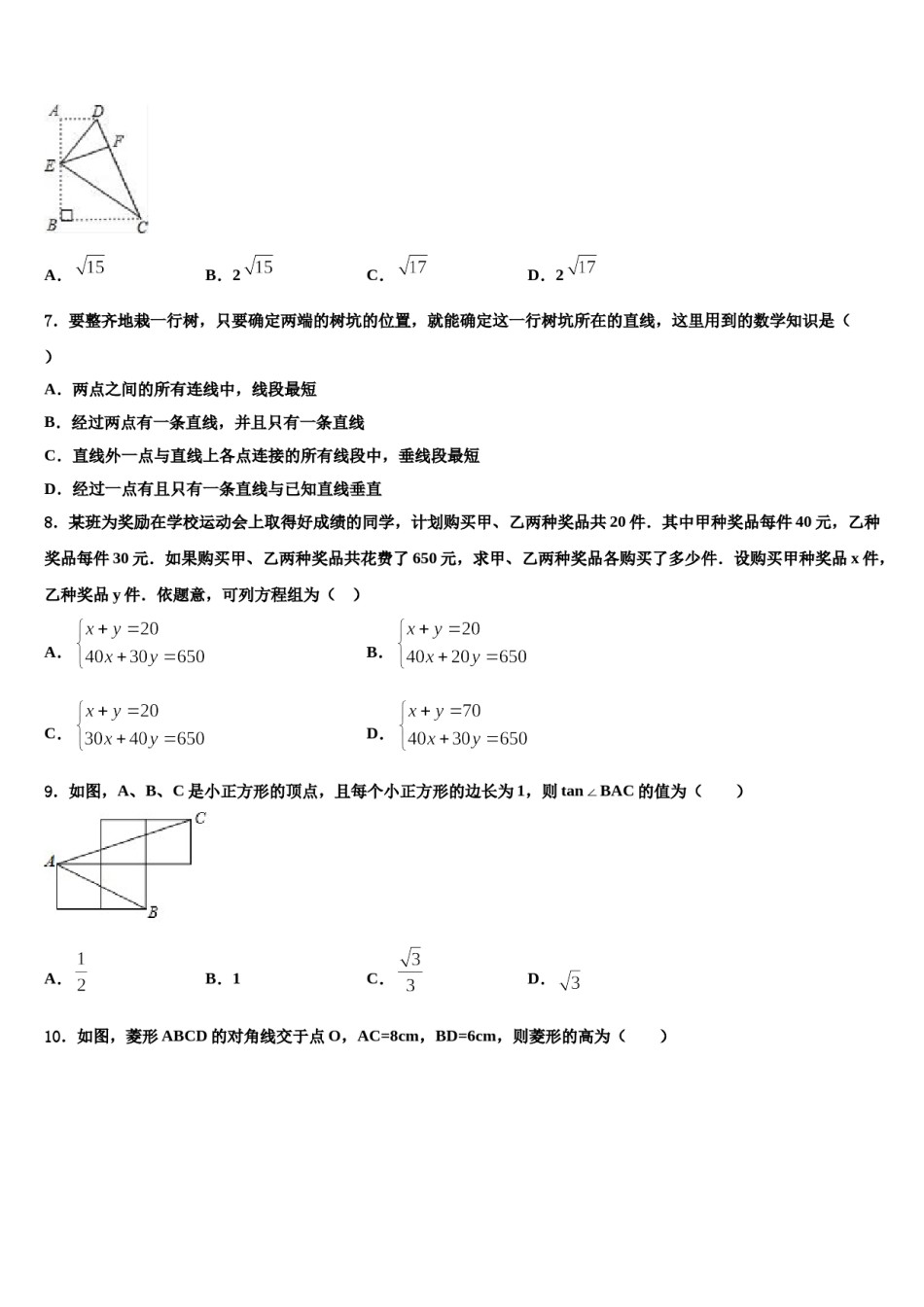 2024届山东省烟台市福山区重点名校中考二模数学试题含解析.doc_第2页