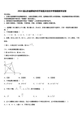2024届山东省聊城市茌平县重点名校中考猜题数学试卷含解析.doc