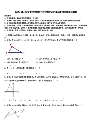 2024届山东省菏泽定陶区五校联考初中数学毕业考试模拟冲刺卷含解析.doc