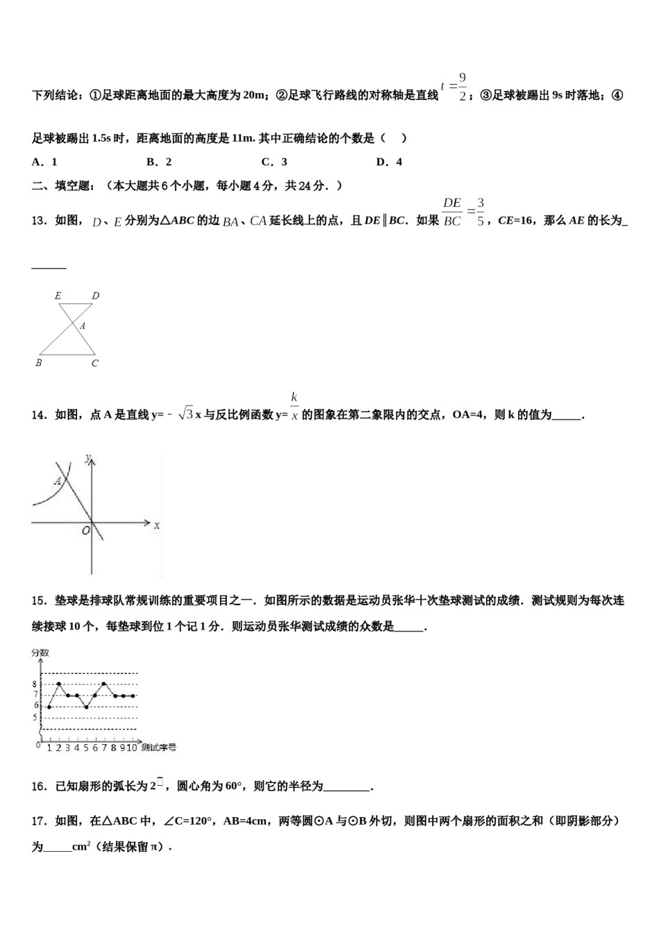 2024届山东省青岛市第十六中学中考数学考试模拟冲刺卷含解析.doc_第3页