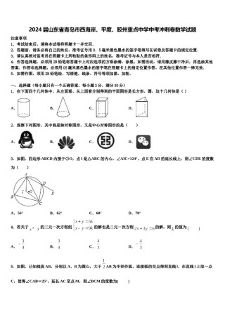 2024届山东省青岛市西海岸、平度、胶州重点中学中考冲刺卷数学试题含解析.doc