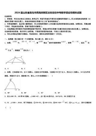 2024届山东省青岛市西海岸新区达标名校中考数学适应性模拟试题含解析.doc