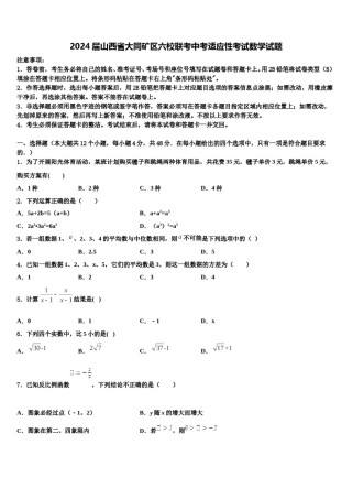 2024届山西省大同矿区六校联考中考适应性考试数学试题含解析.doc