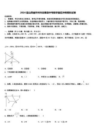 2024届山西省忻州市定襄县中考数学最后冲刺模拟试卷含解析.doc